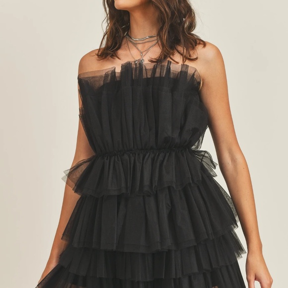 MABLE Aileen Ruffle Mini Dress, Black, Small, NWT - Picture 4 of 9